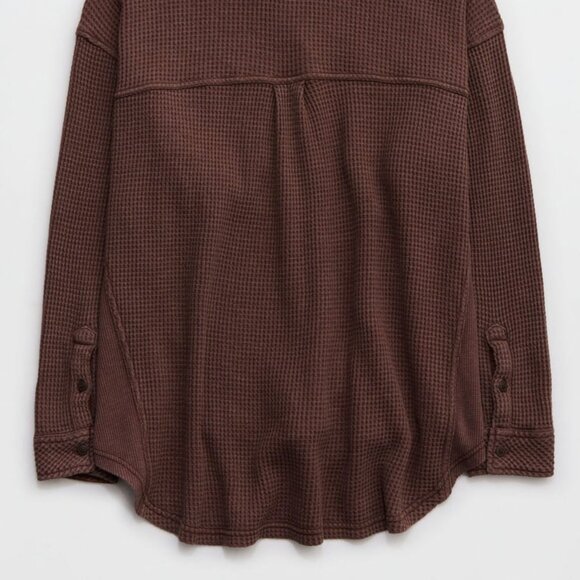 🆕️NWT Aerie LumberJane Waffle Shirt in 'Dark Maple', Size Medium - Picture 11 of 14